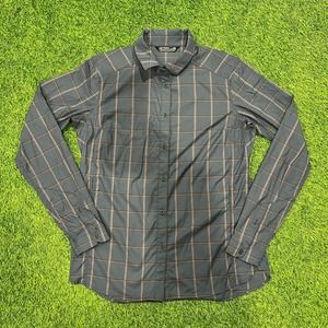 Womens Arcteryx Reil Button up Blue Orange Coral